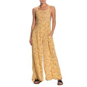 Free People Yellow Paisley Wide-Leg Jumpsuit